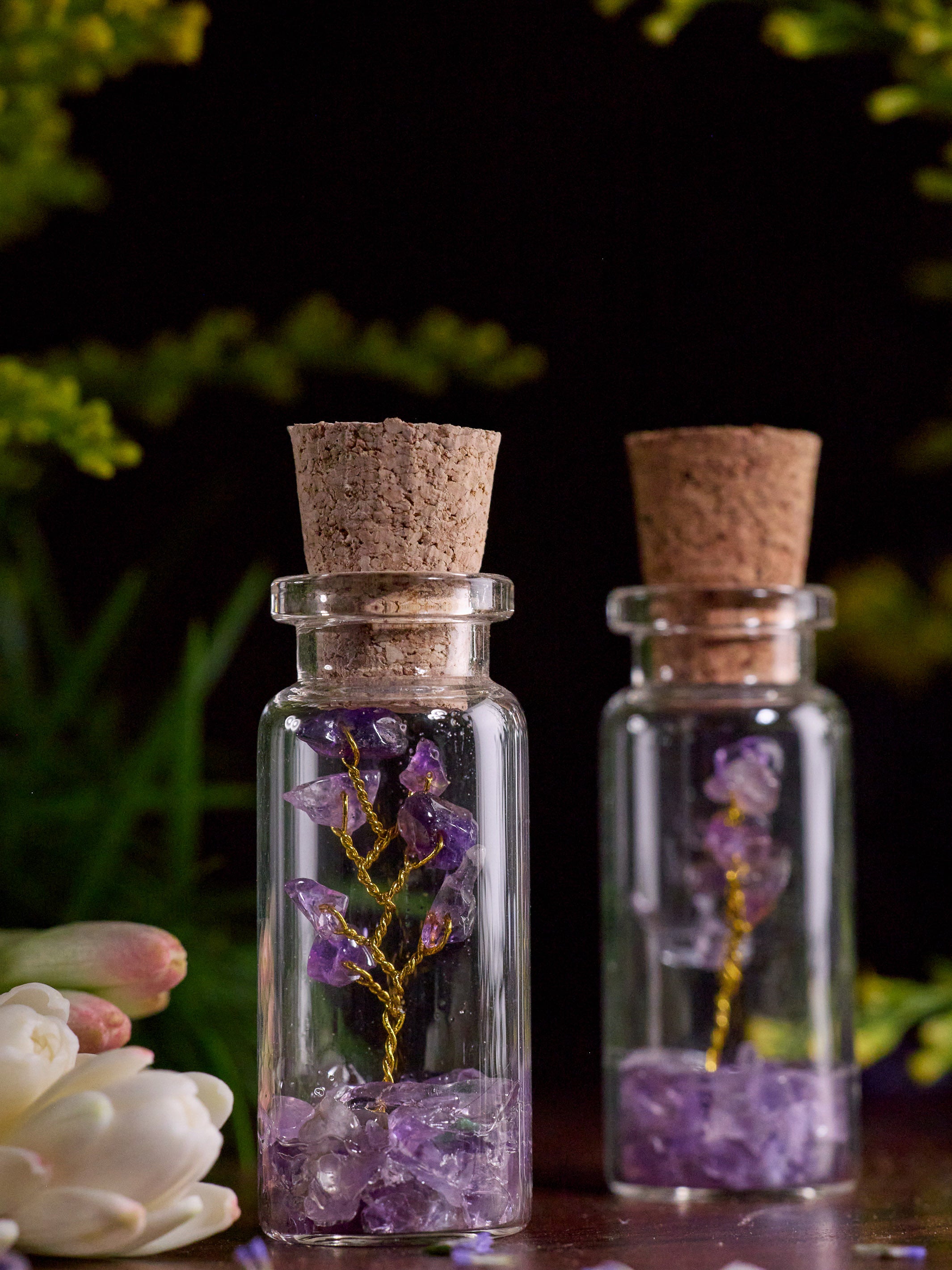 Semi-precious Gemstone - Amethyst Bottle Tree - Set of 2