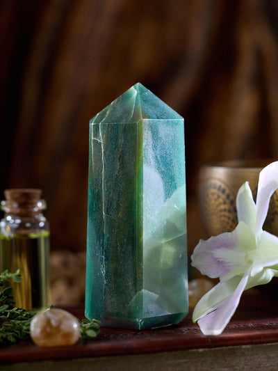 Semi-precious Gemstone - Green Jade Tower