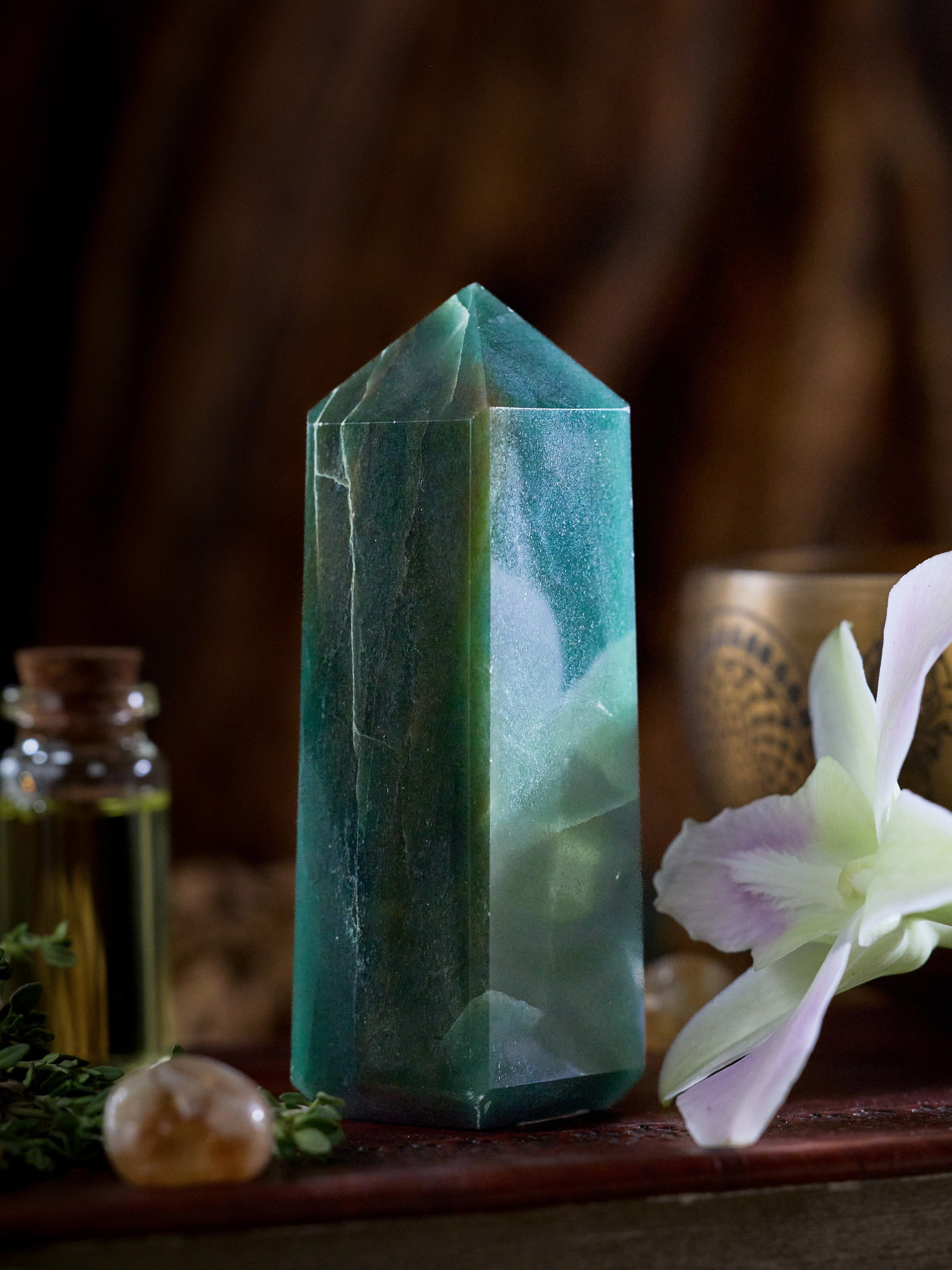 Semi-precious Gemstone - Green Jade Tower