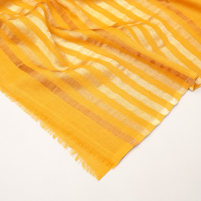 Winter Glow Wool Zari Stole-Yellow