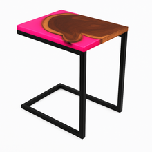Teak Wood Epoxy End Table – Pink Resin Finish