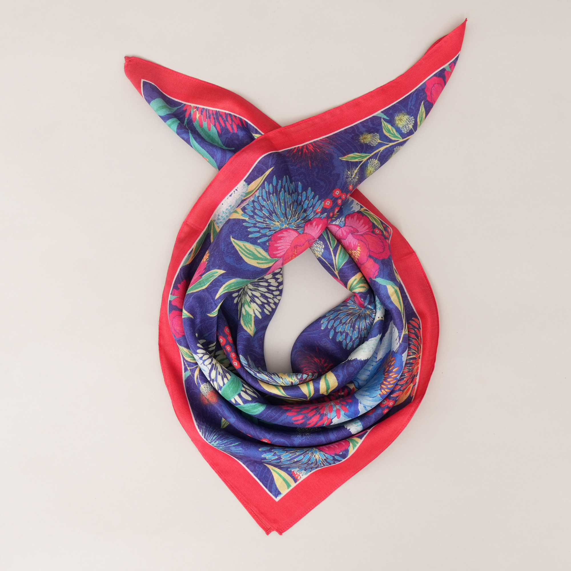 Midnight Bloom-Mulberry Silk Scarf