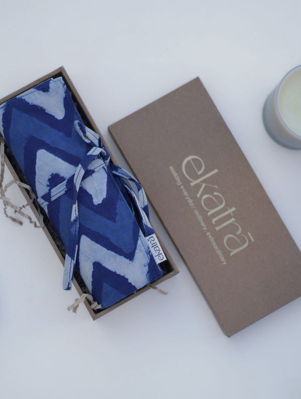 Roll Up Case - Indigo Chevron