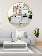 Gold Round Mirror in Steel Frame