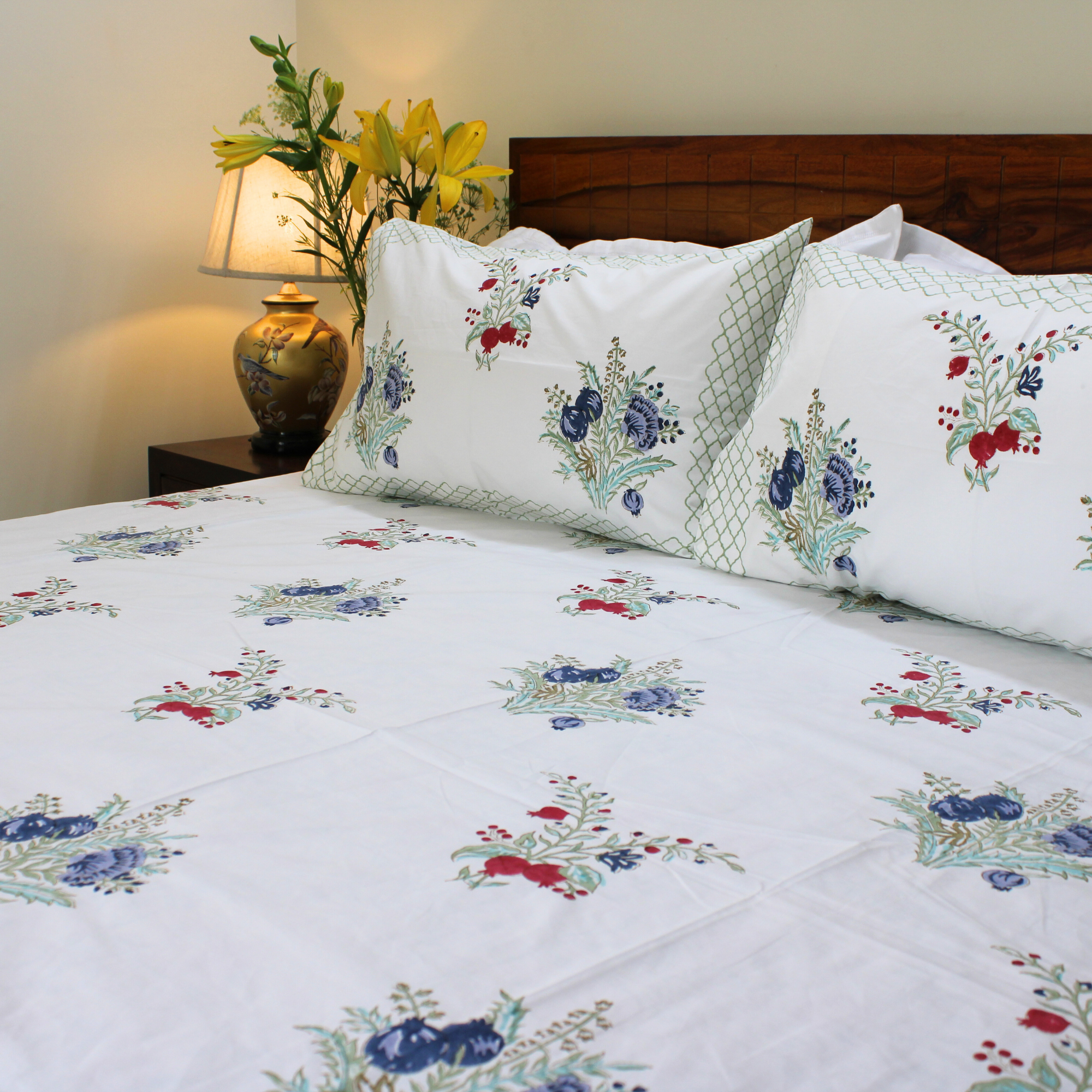 Colors Of The Garden Handblock Bedsheet