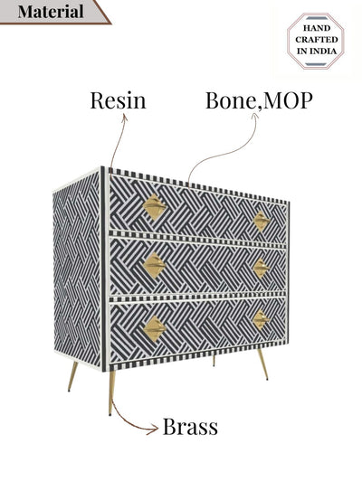 Inlay Chest of Drawers - Chevron