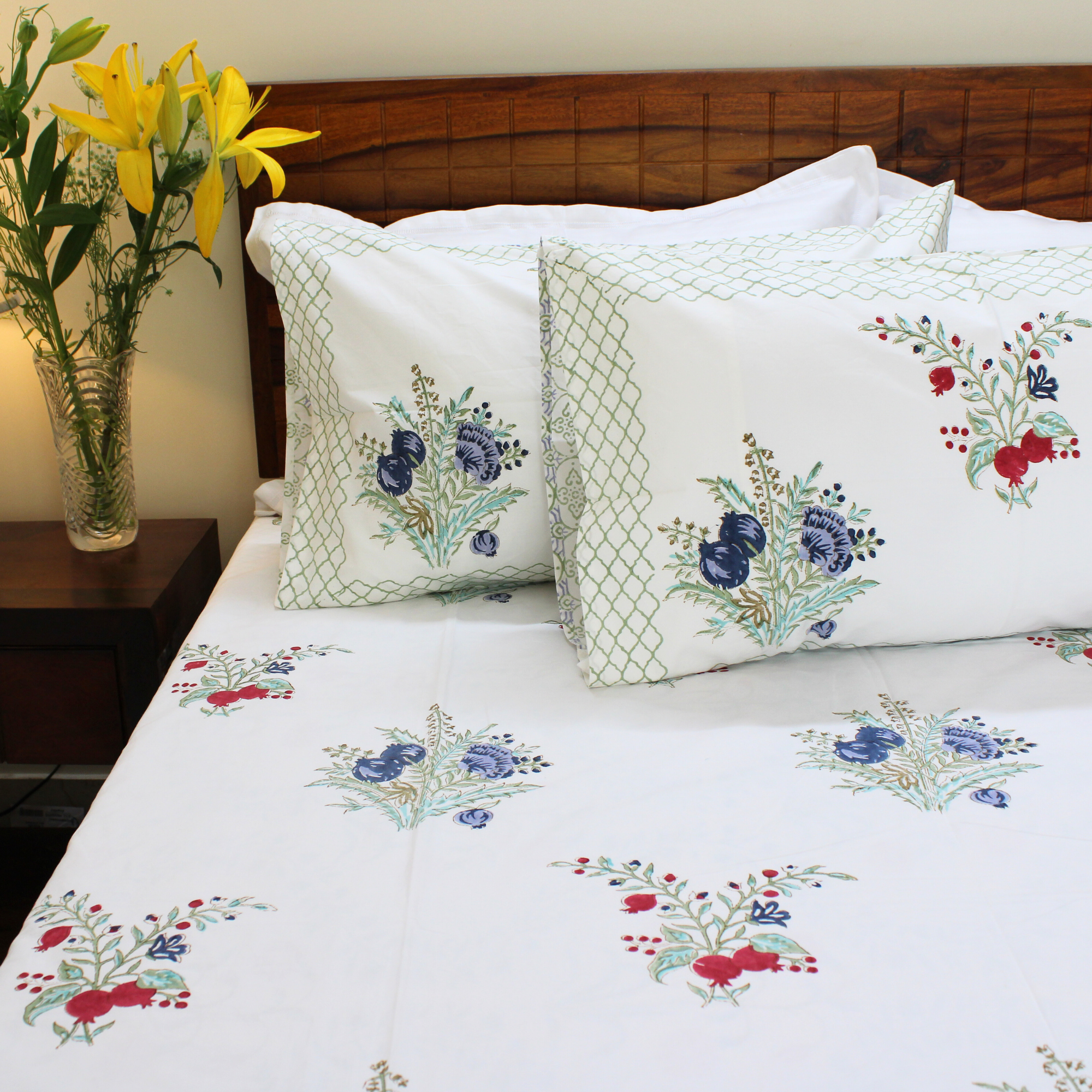 Colors Of The Garden Handblock Bedsheet