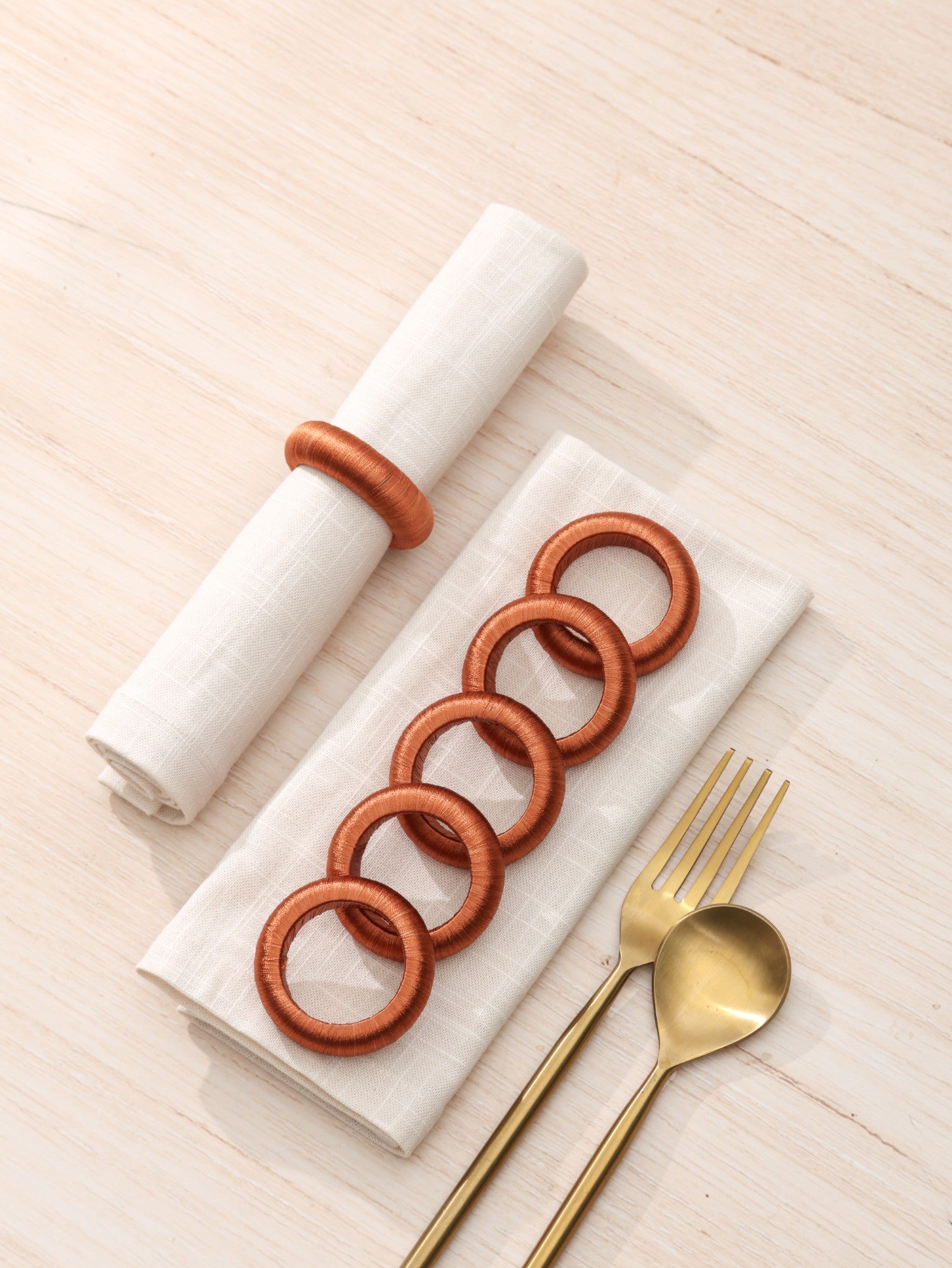 Burnt Orange Yarn Napkin Ring