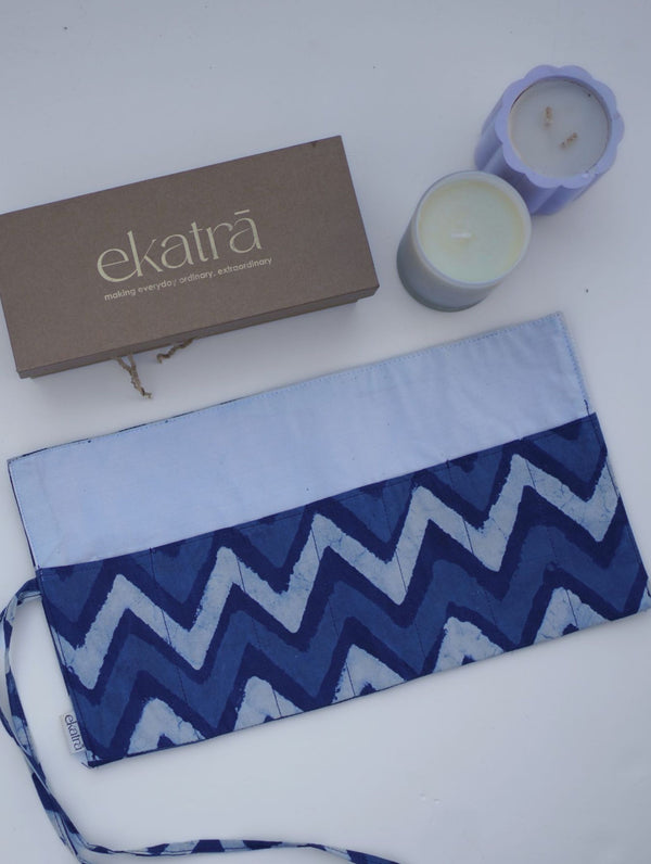 Roll Up Case - Indigo Chevron