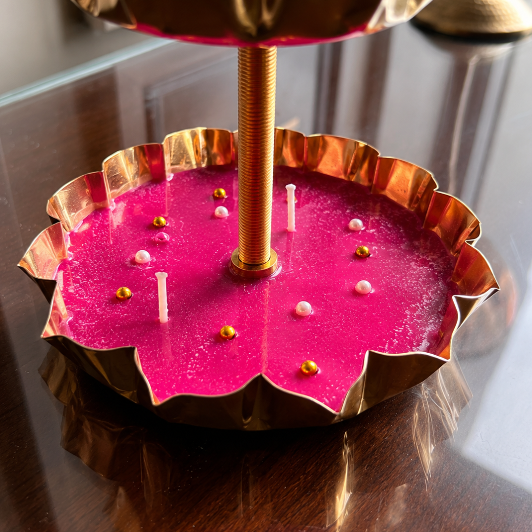 Triple Radiance 3-Tier Urli Candle | Pearl Detail Festive Candle - https://artecasa.in/
