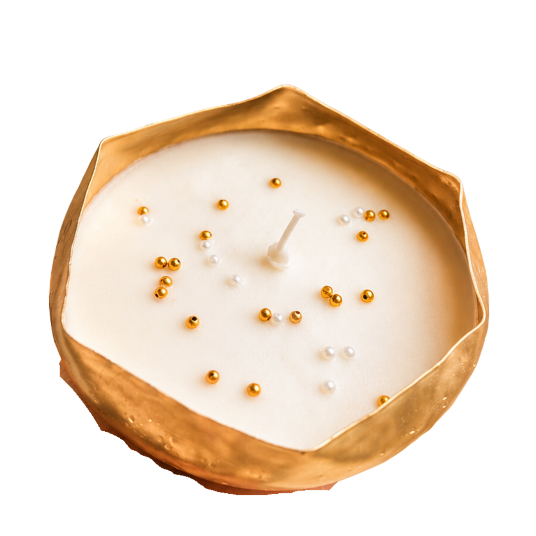 Ripple Glow Wavy Urli Candle | Oudh Saffron Diwali Candle - https://artecasa.in/