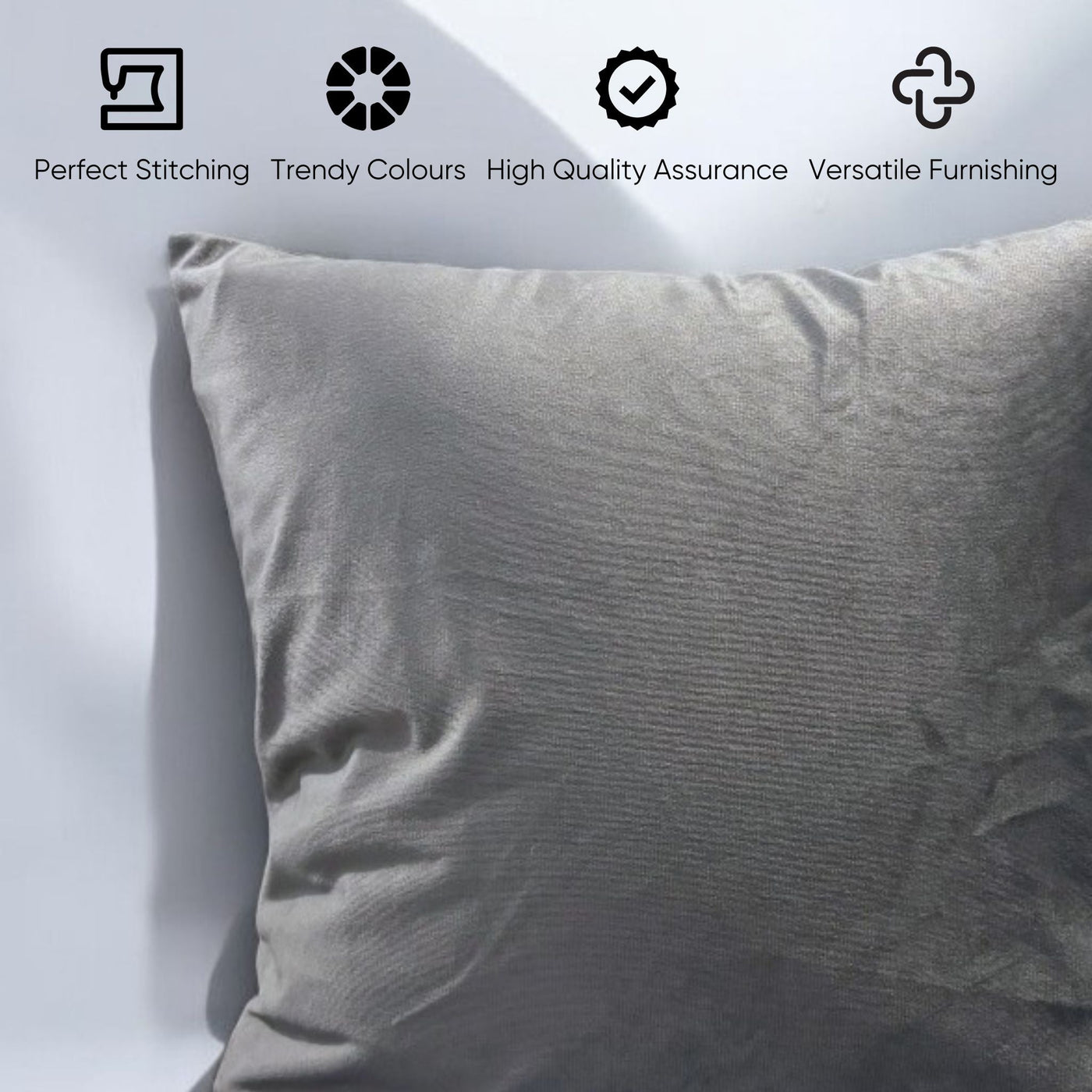 Mystic Grey Velvet Cushion Cover - Set of 2