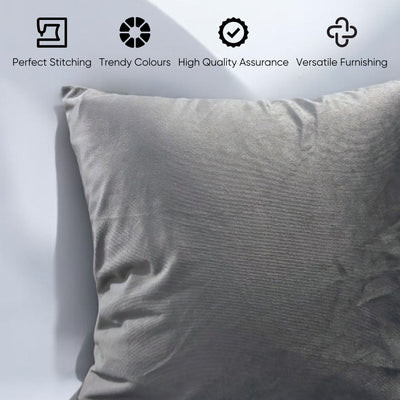 Mystic Grey Velvet Cushion Cover - Set of 2