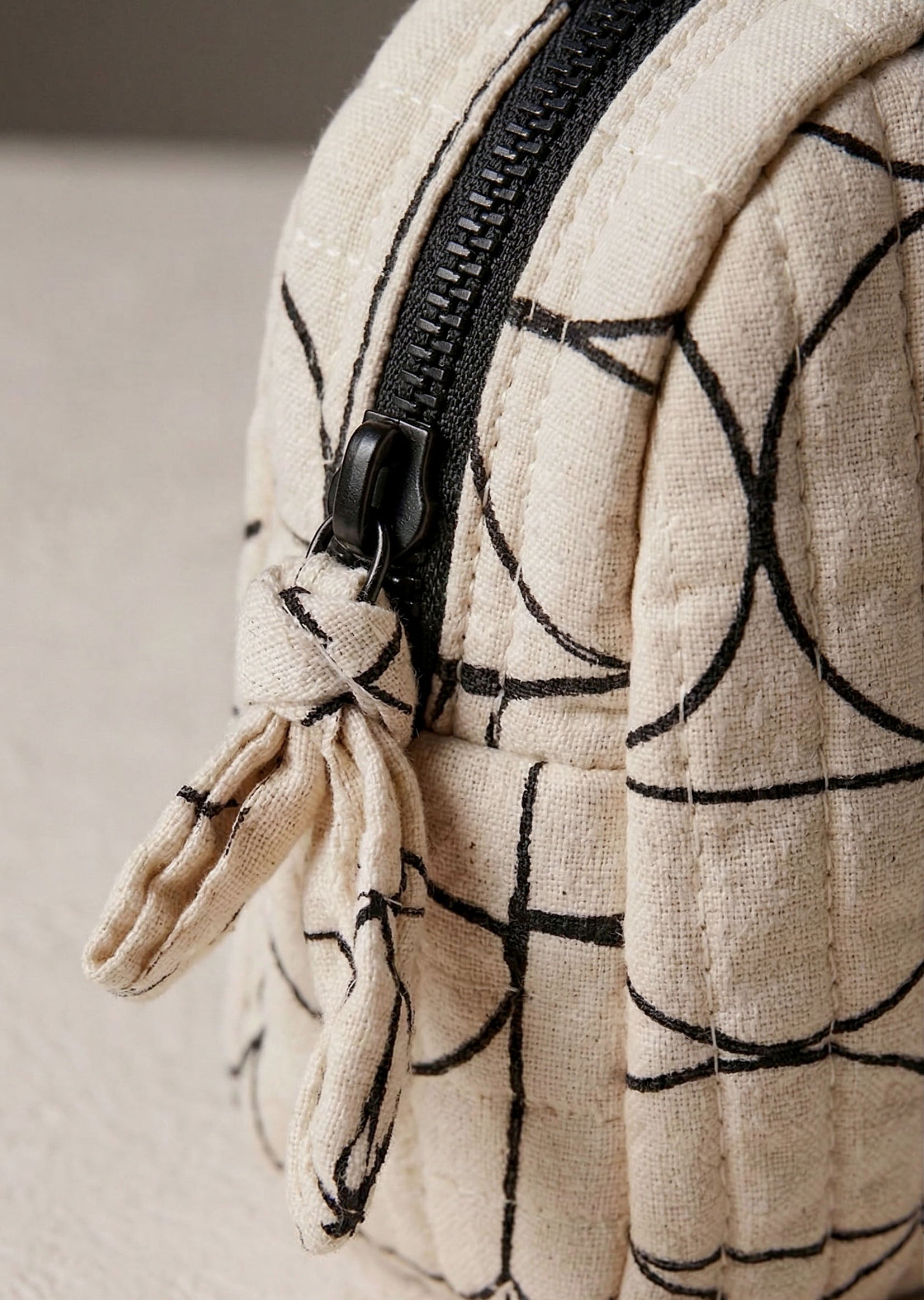 Sustainable Quilted Cotton Travel Pouch l Black & White Organizer