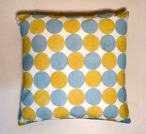 Polka Pot Reversiable Cotton Cushion Cover l Yellow & Blue