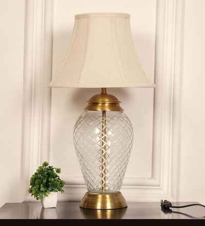 Diamond-Cut Glass Table Lamp, Antique Brass (23") – Bell Shade
