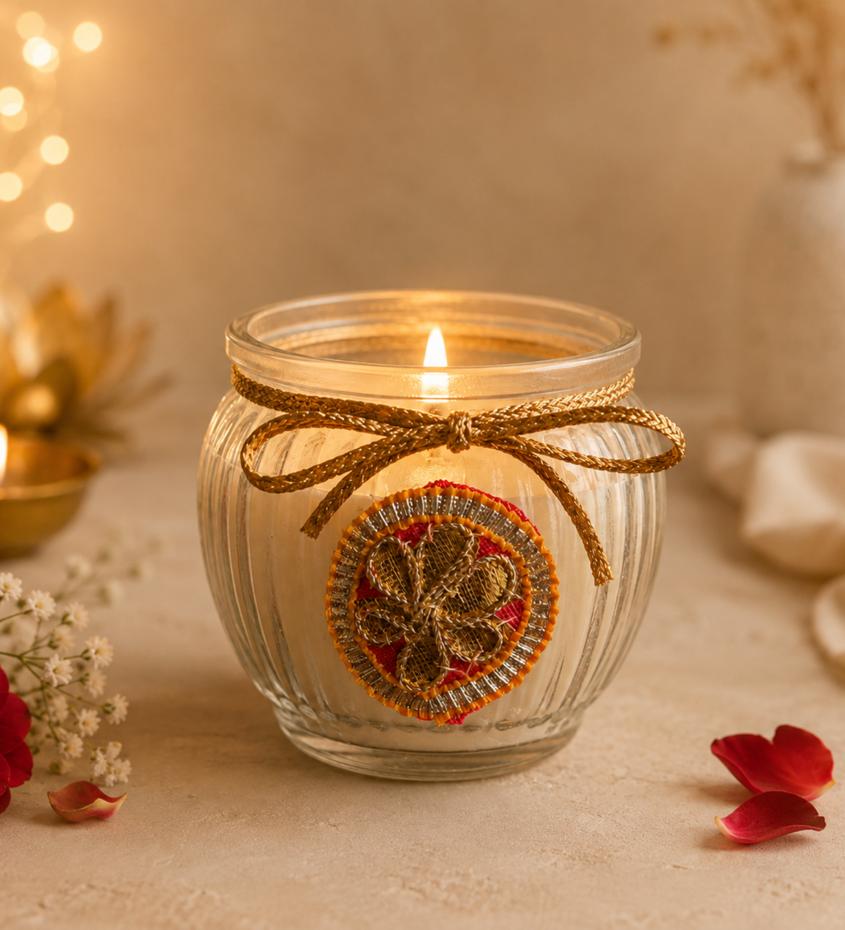 Sutli Bomb Box Diwali Gift Hamper with Matka Candle, Mata Laxmi Charan & Shubh Labh - https://artecasa.in/
