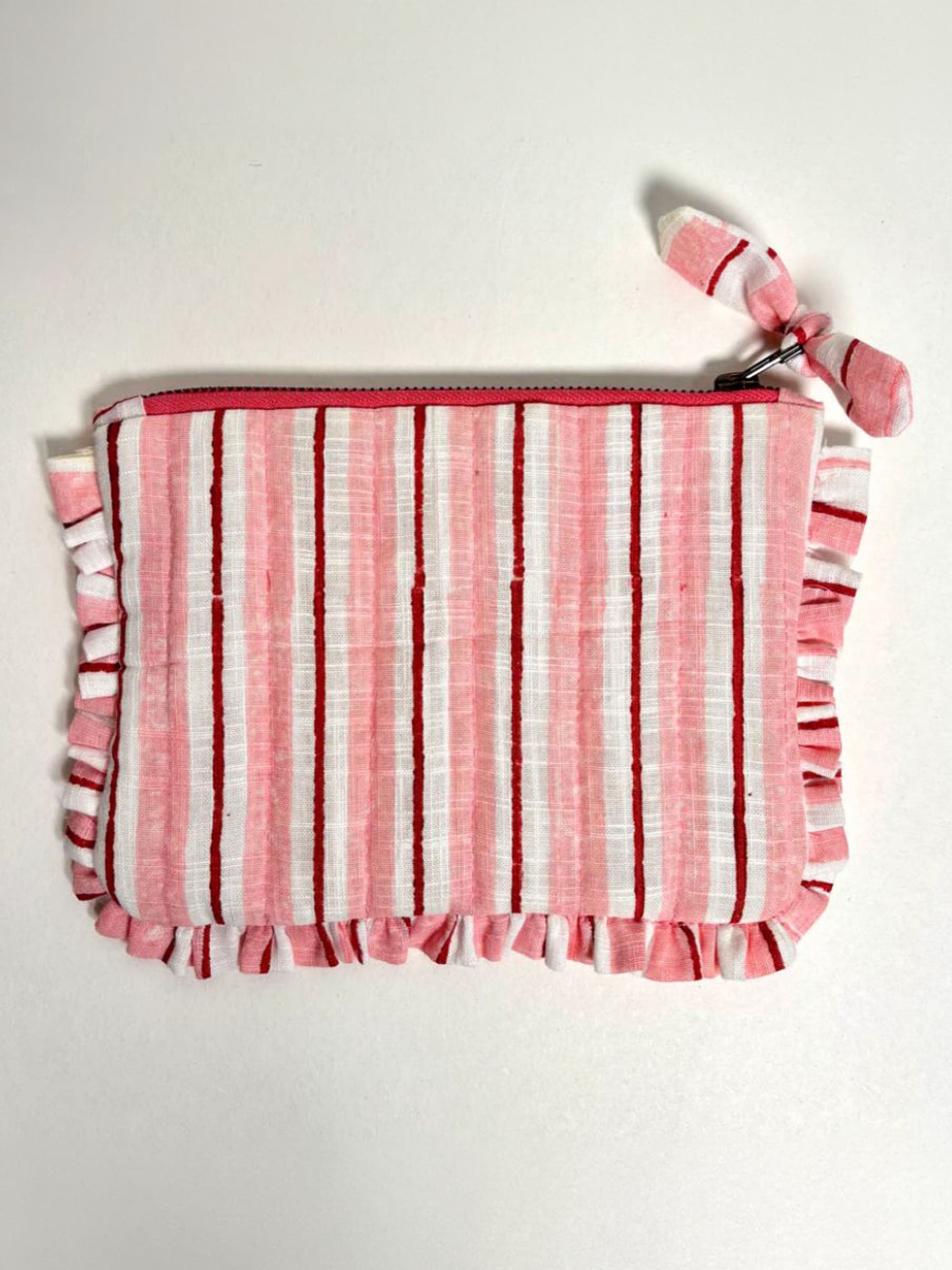 Sustainable Quilted Cotton Travel Pouch | Rosé Frill Pouch organiser