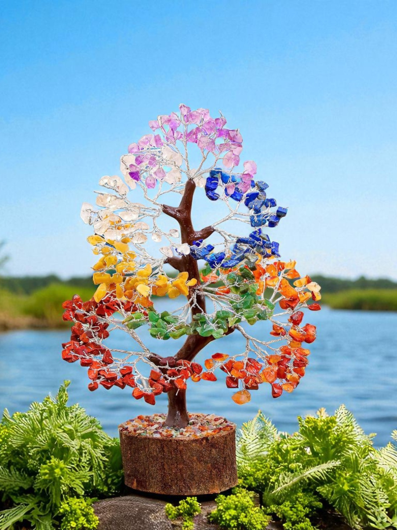 300 Beads 7 Chakra Crystal Tree with Natural Healing Gemstones