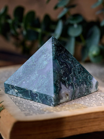 Semi-precious Gemstone - Moss Agate Pyramid