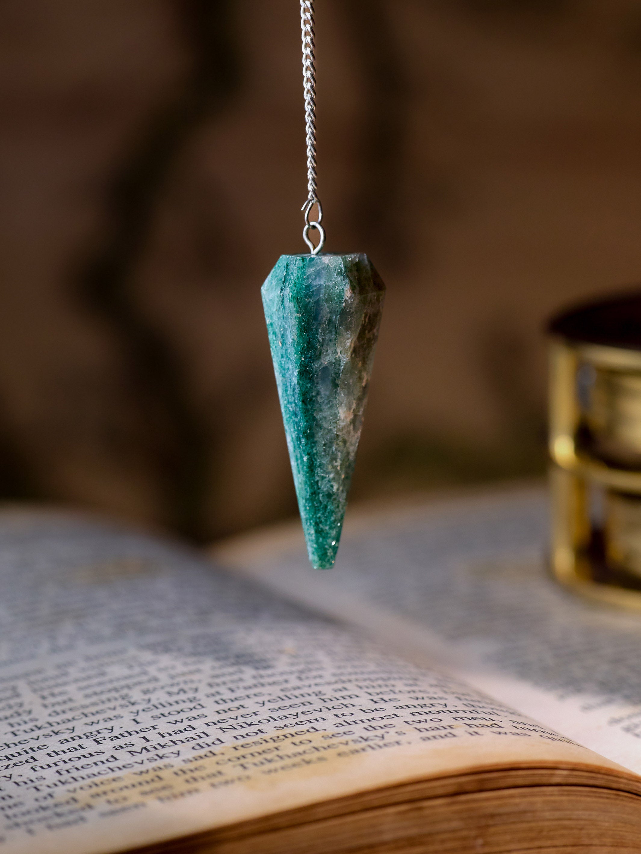 Semi-precious Stone - Moss Agate Pendulum