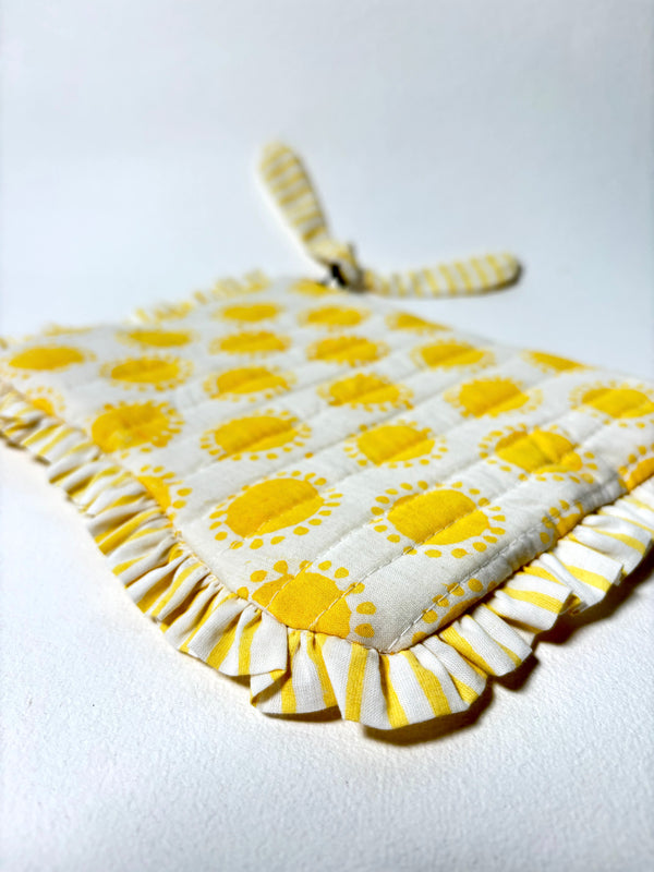 Sustainable Quilted Cotton Travel Pouch l Golden Hour Organizer