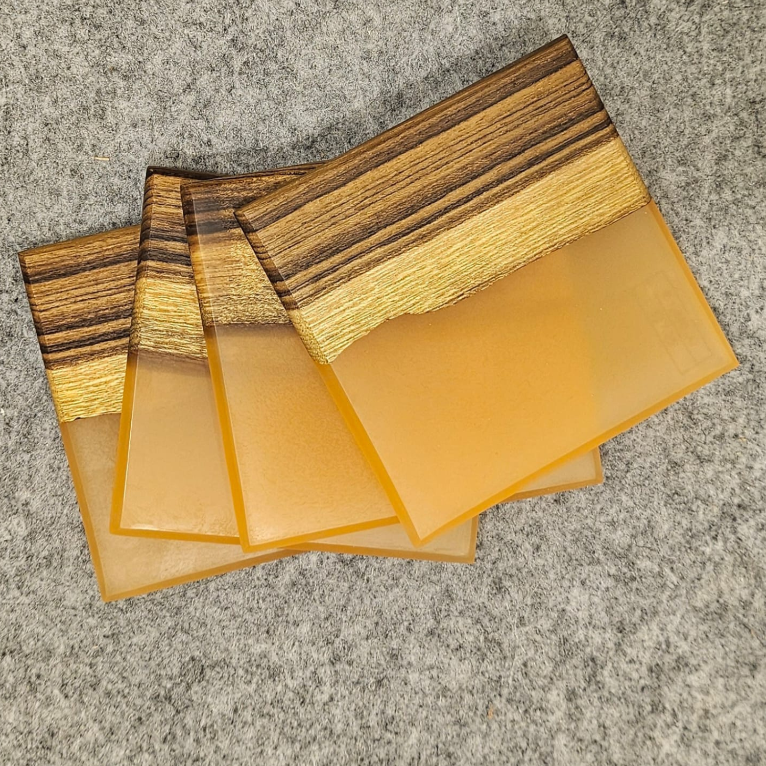 Elegant Orange Epoxy Resin Coasters set of 4