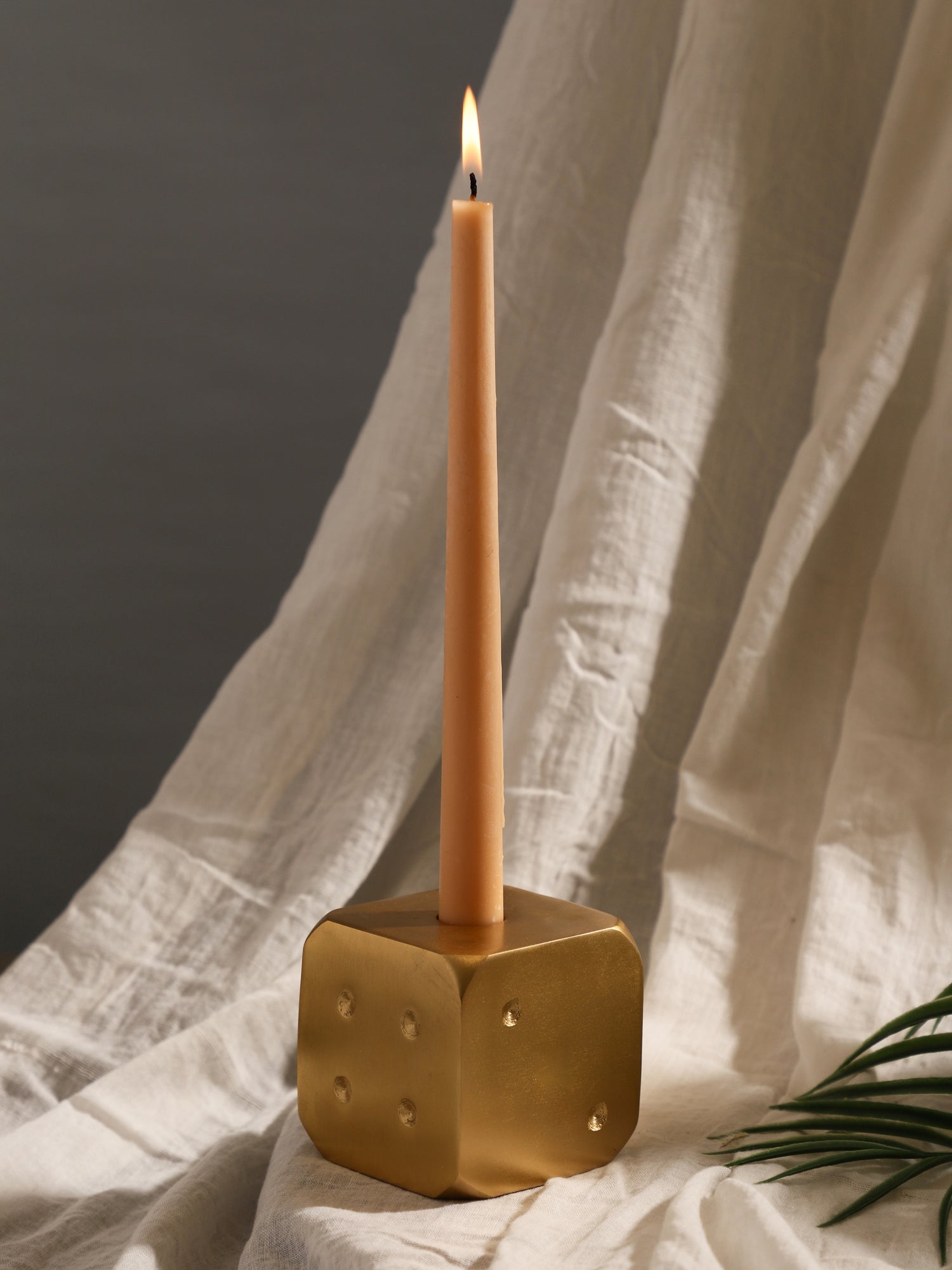 Golden Metal Dice Candle Holder and Table Decor