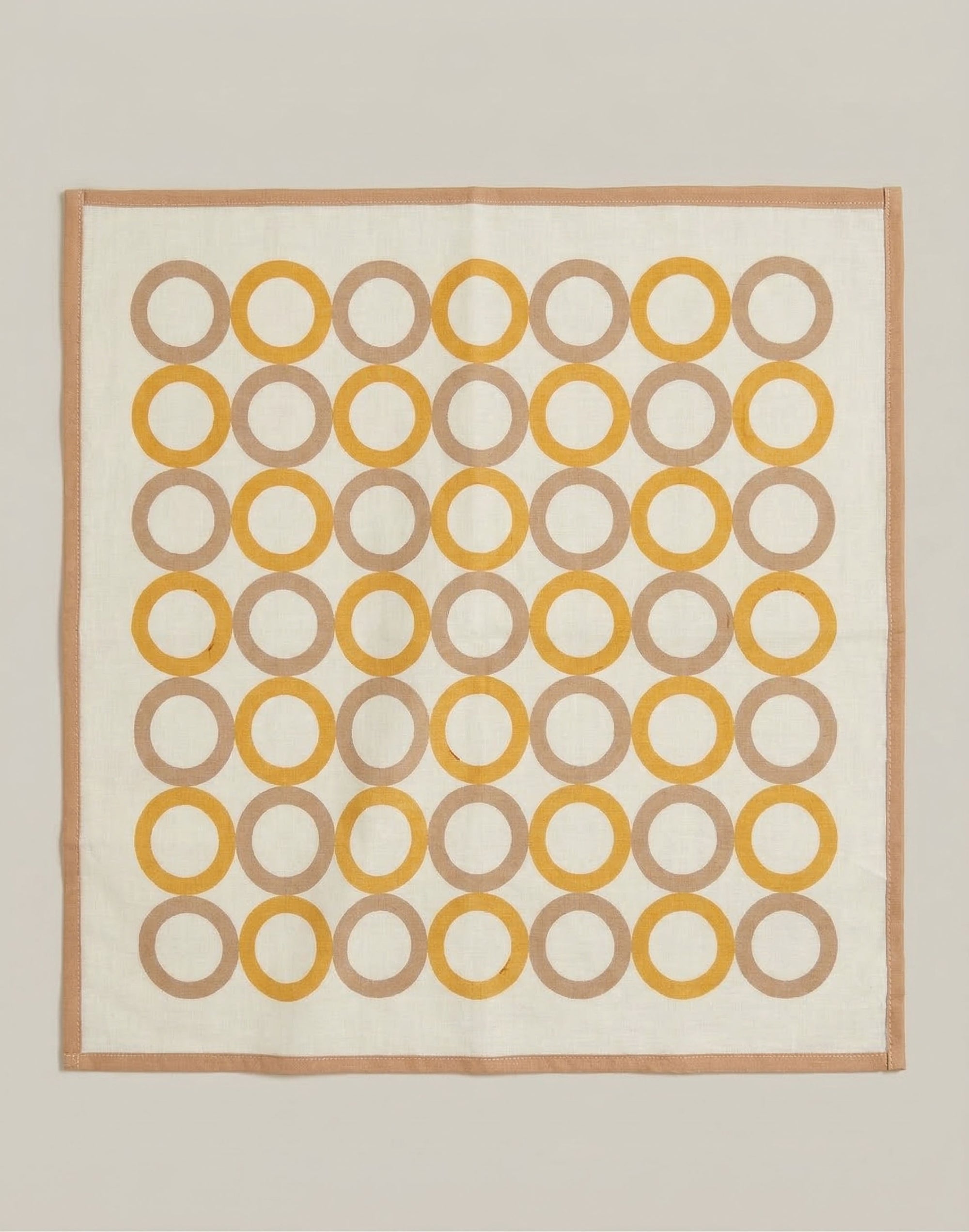 Yellow & Brown Geometric Circles Bandana I Cotton Square Scarf