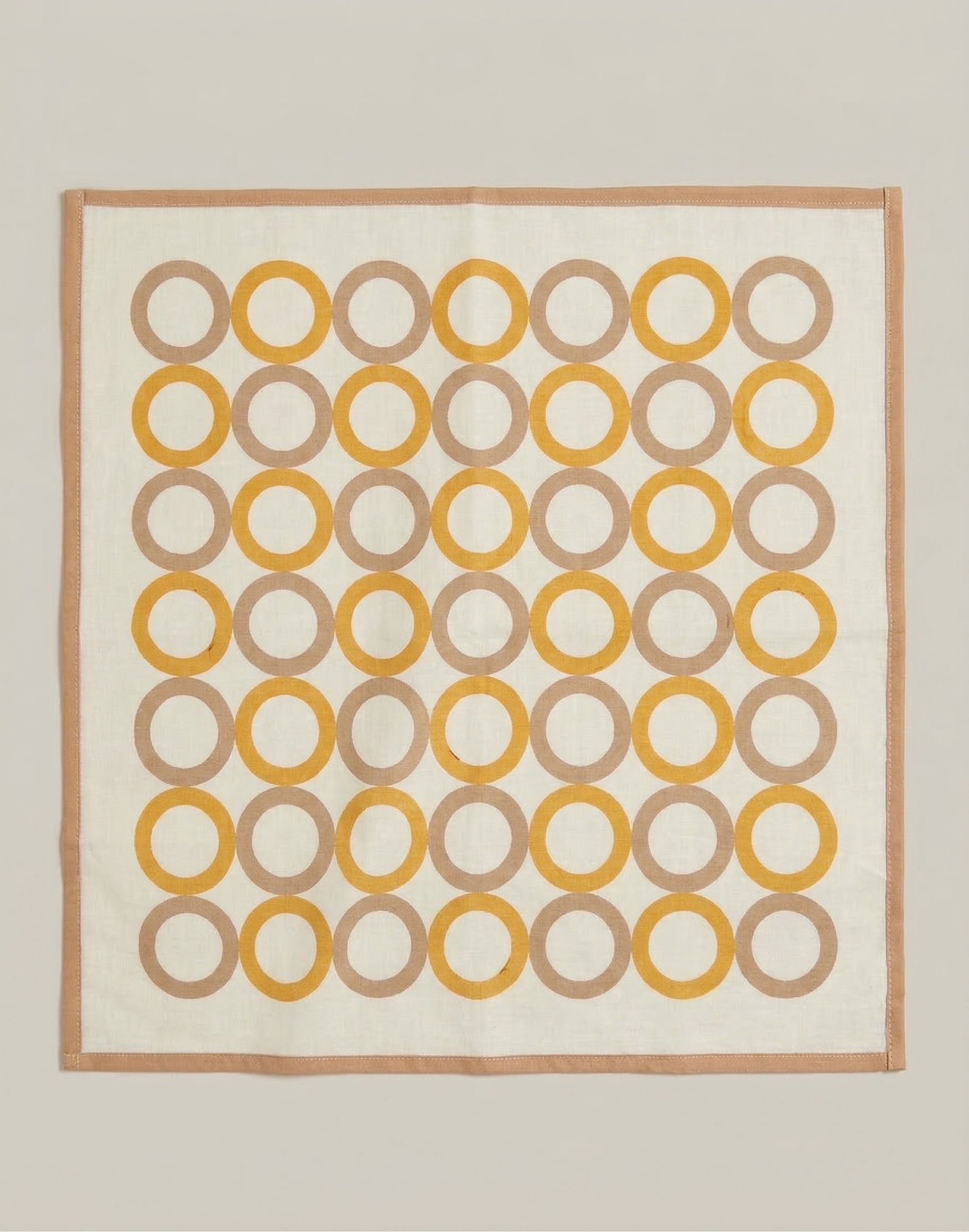 Yellow & Brown Geometric Circles Bandana I Cotton Square Scarf