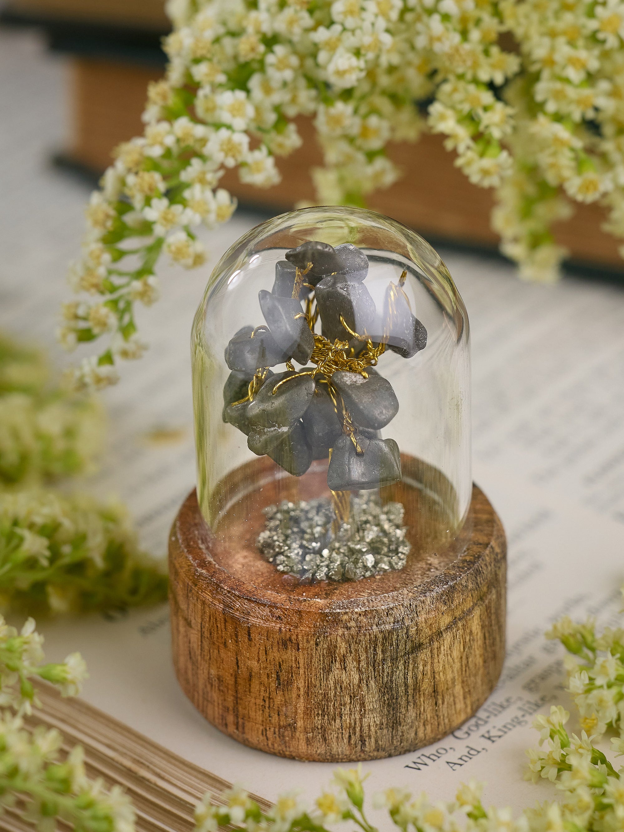 Semi-precious Gemstone - Pyrite Tree in Glass Dome
