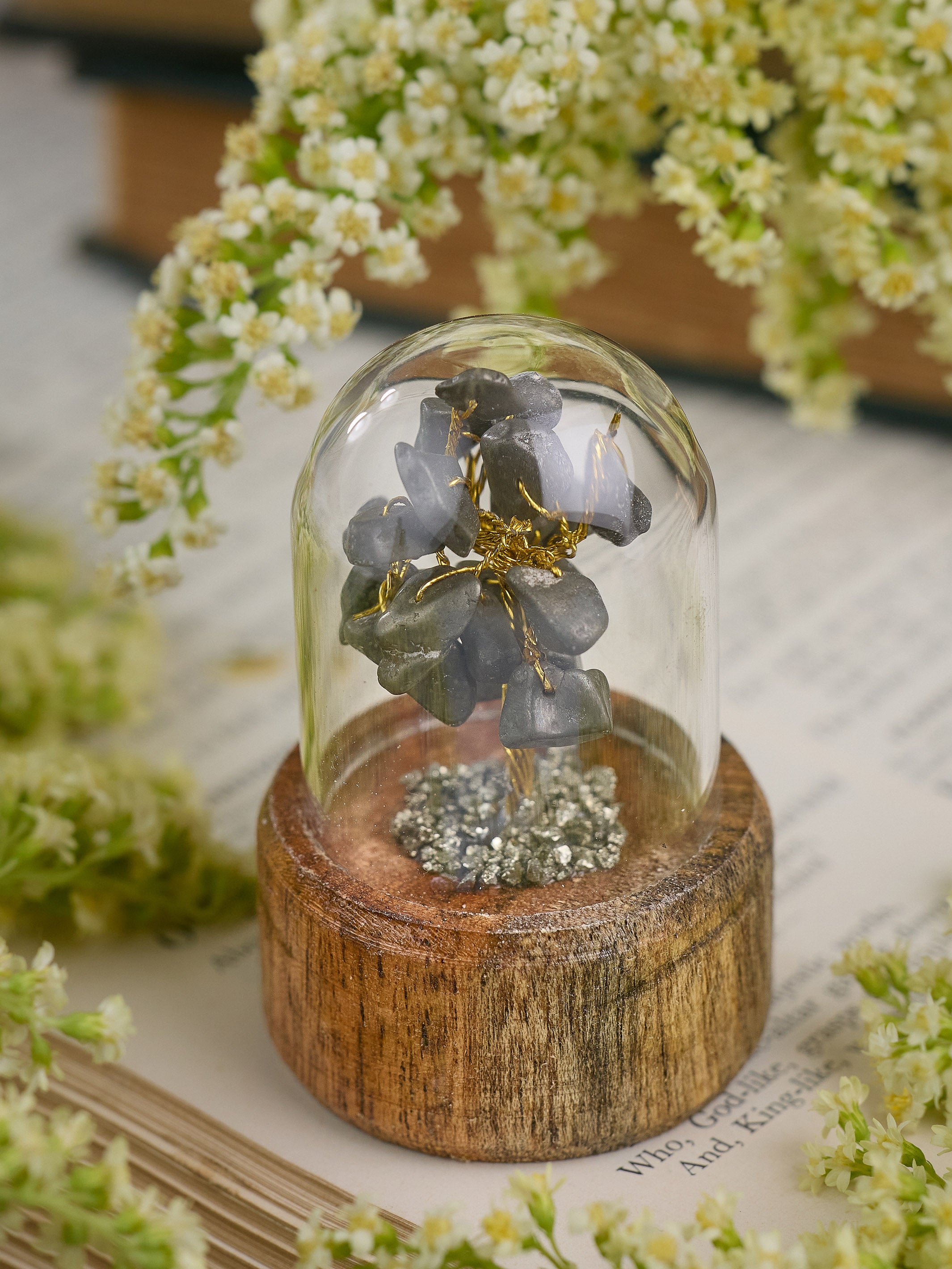 Semi-precious Gemstone - Pyrite Tree in Glass Dome