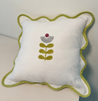 Mid-Modern Cotton Wavy Cushion Cover l Mint Green & White