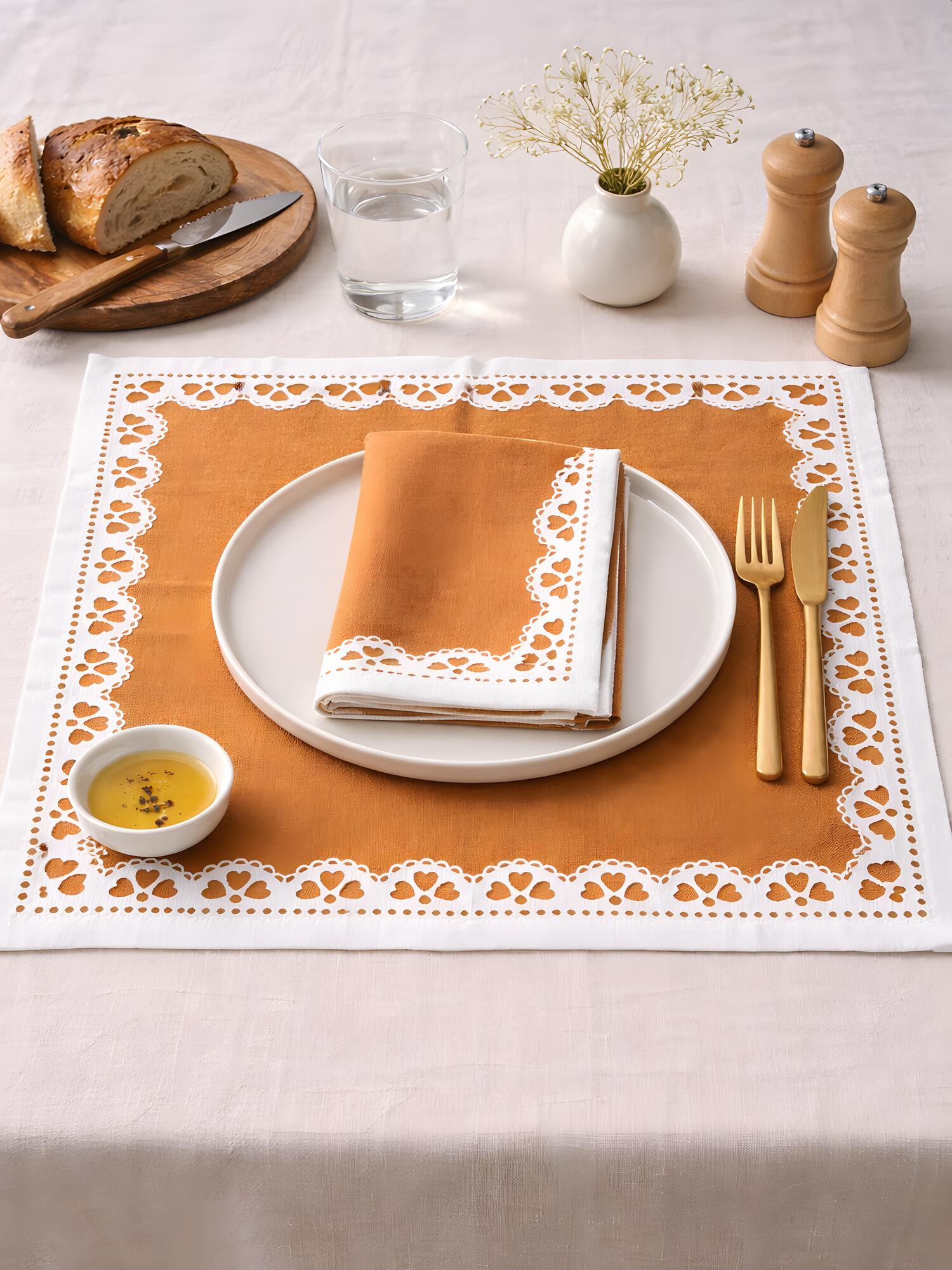 Terracotta Bloom Printed Cotton Napkins