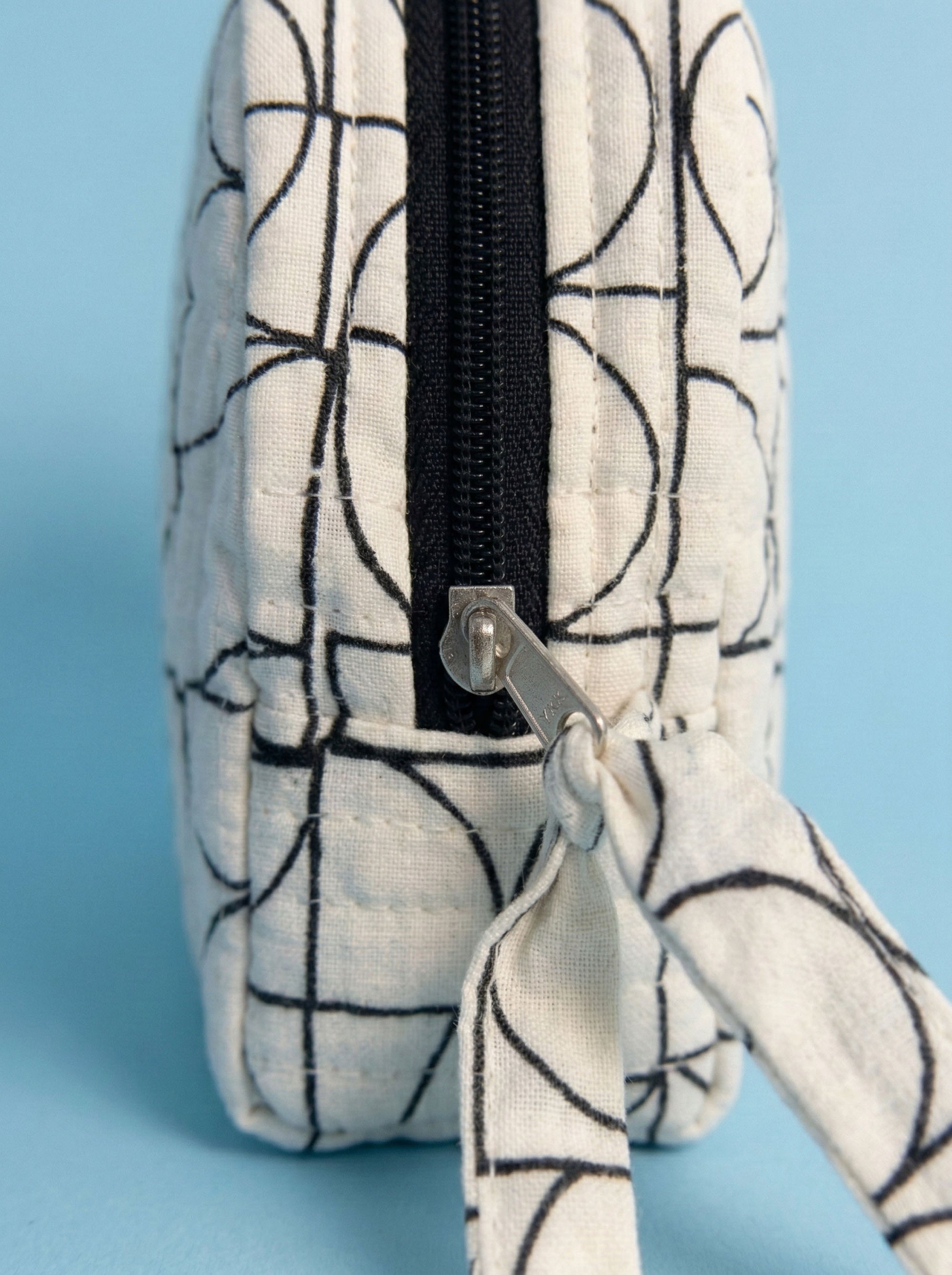 Sustainable Quilted Cotton Travel Pouch l Black & White Organizer