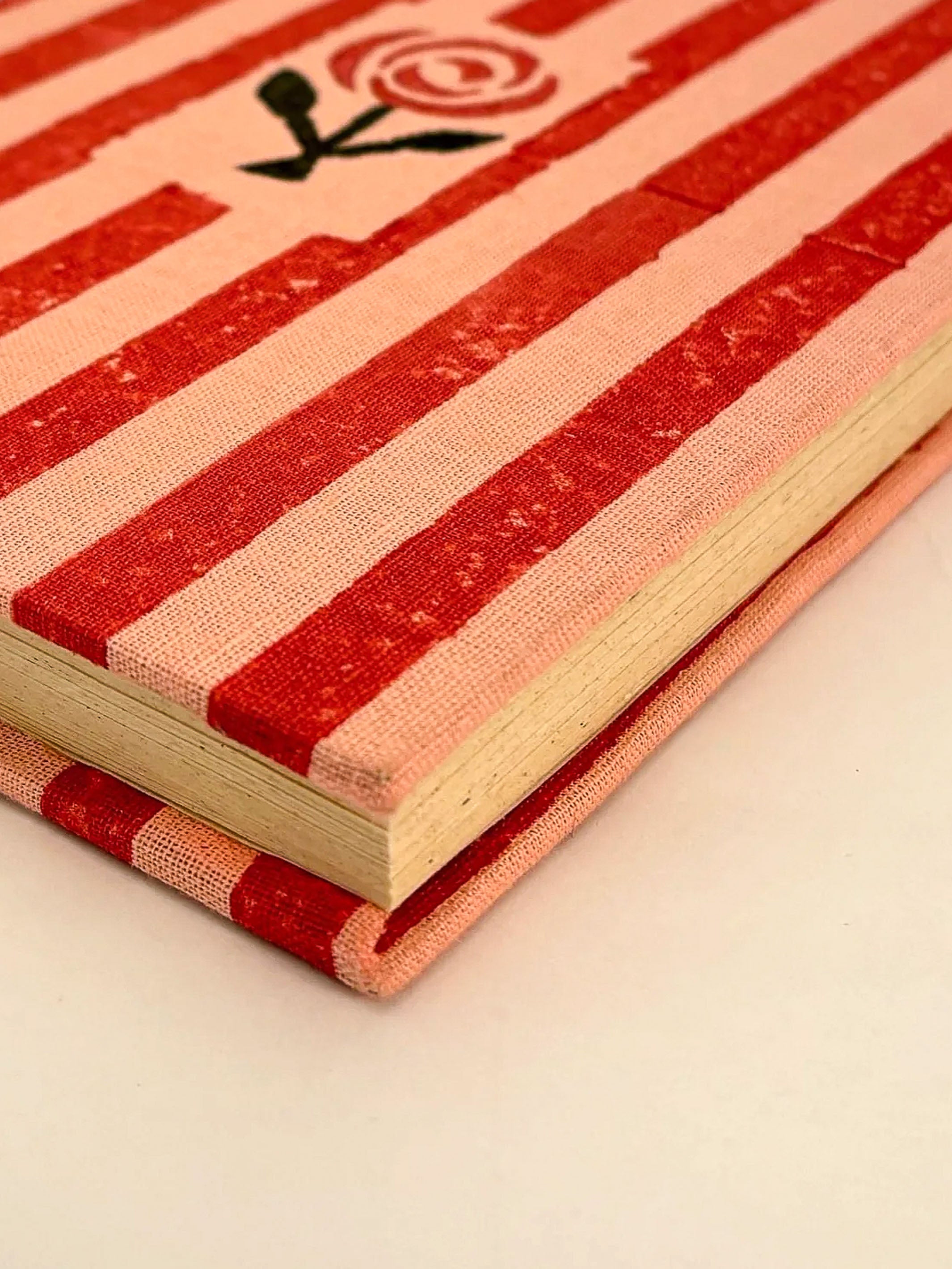 Handcrafted with Pink & Red Stripes A5 Journal Diary