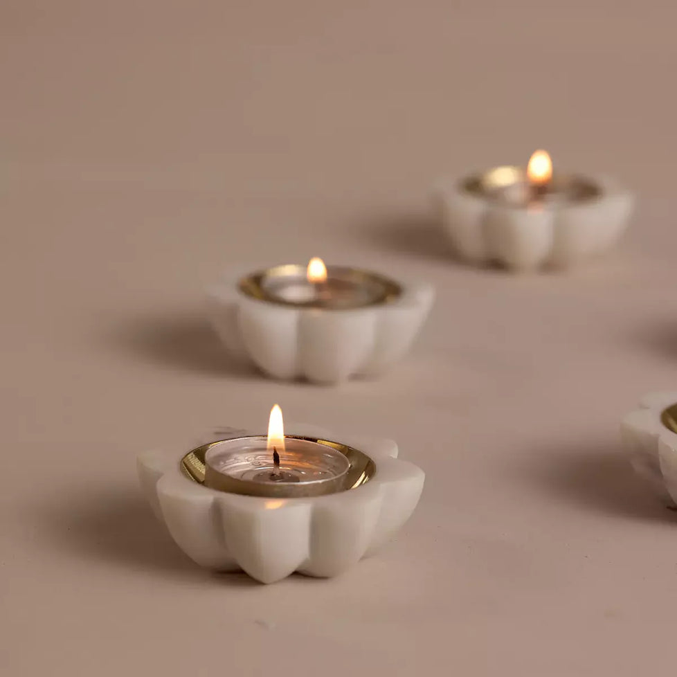 Set of 5 - Lotus Tealight Holders