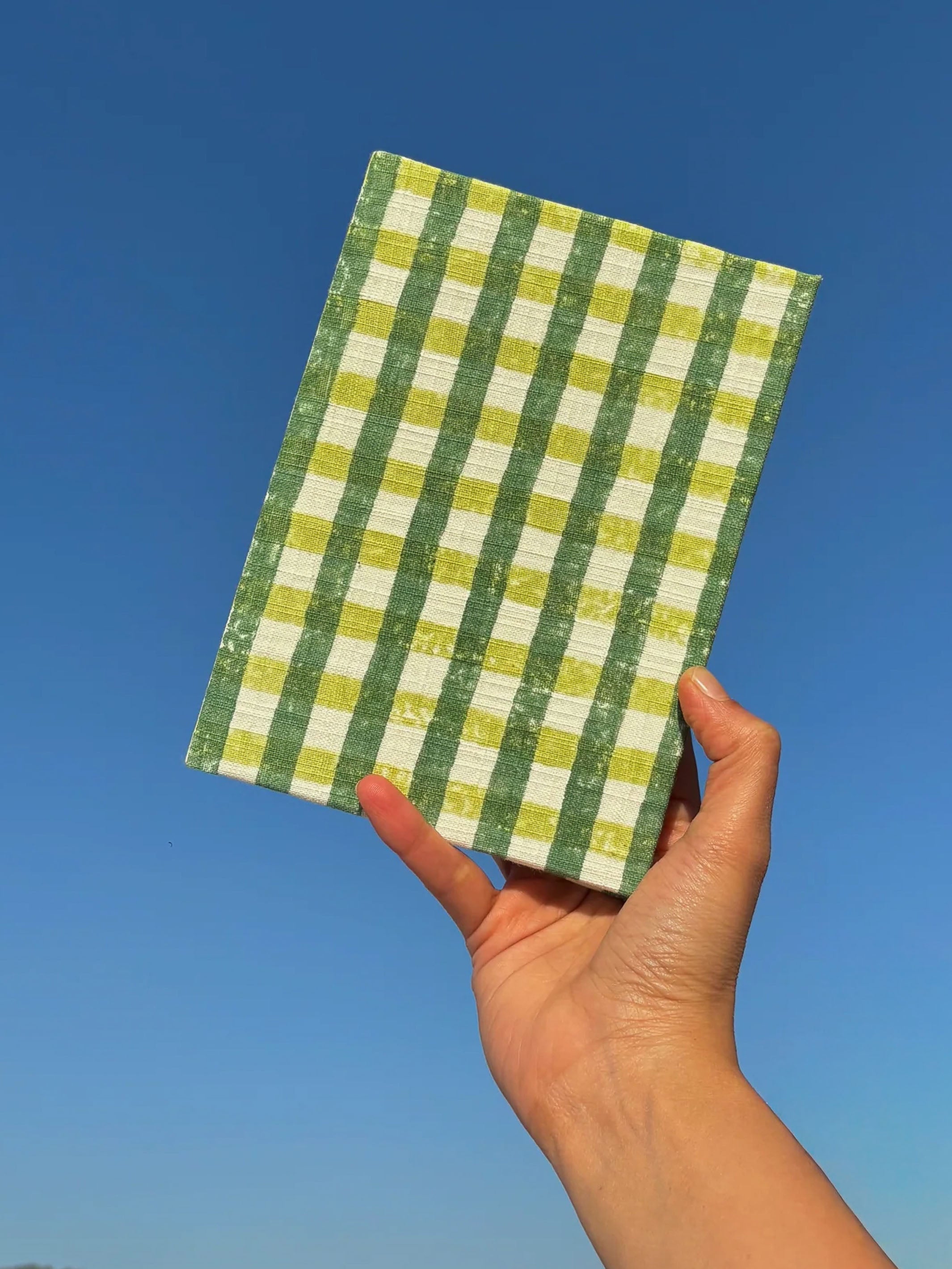 Handcrafted Sustainable A5 Diary Journal Notebook l Handmade Paper l Green Checks