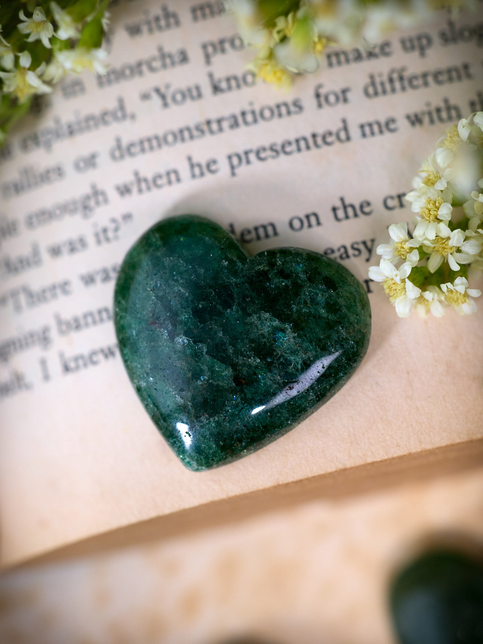 Semi-precious Stone - Moss Agate Heart