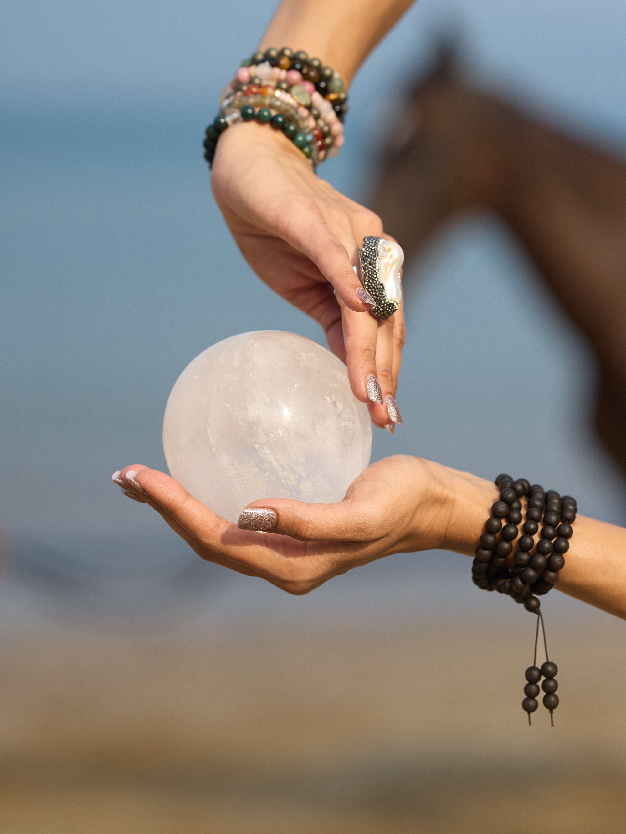 Semi-precious Stone - White Crystal Ball (Large)