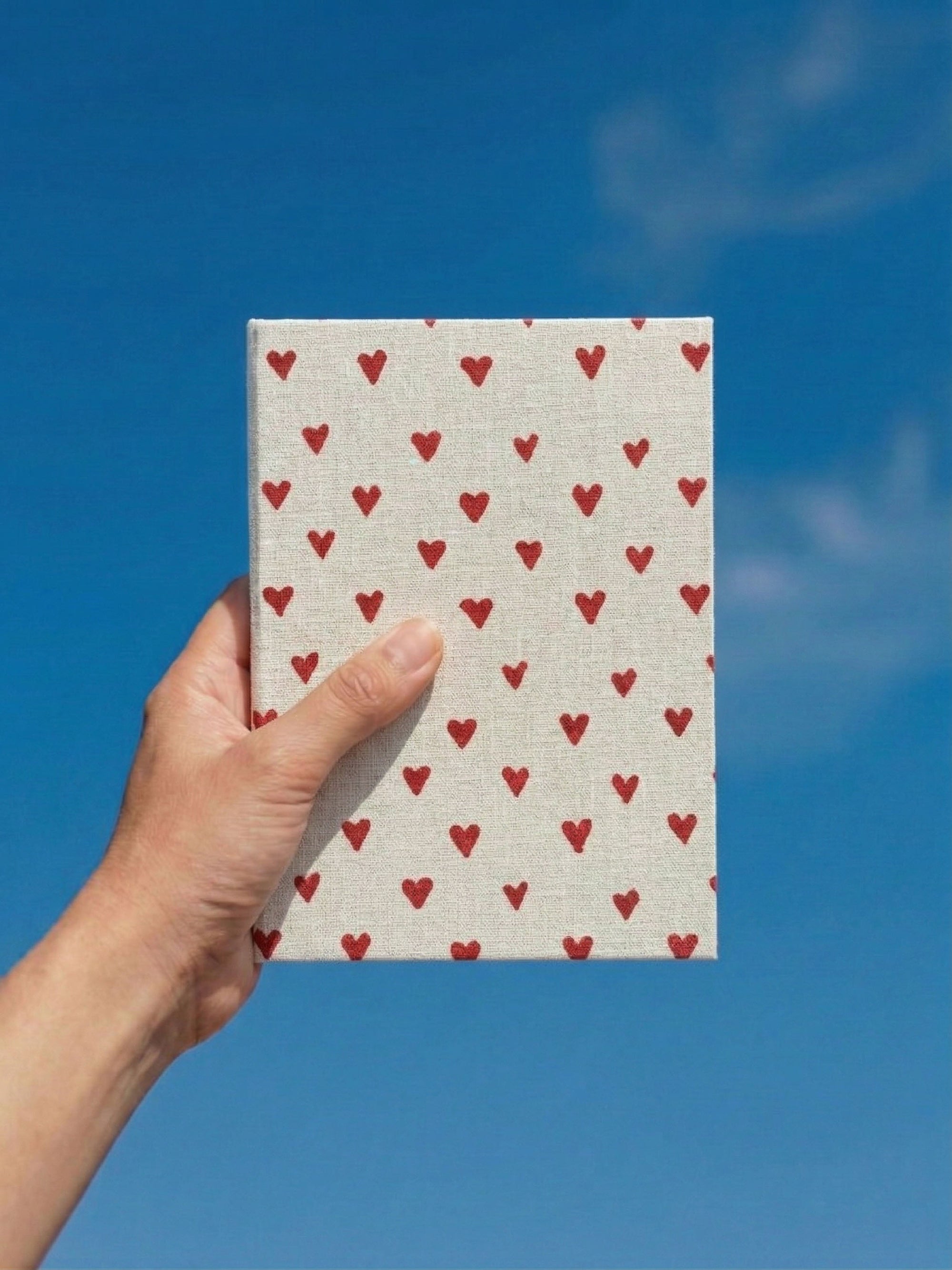 Handcrafted Red Hearts on White A5 Journal Diary