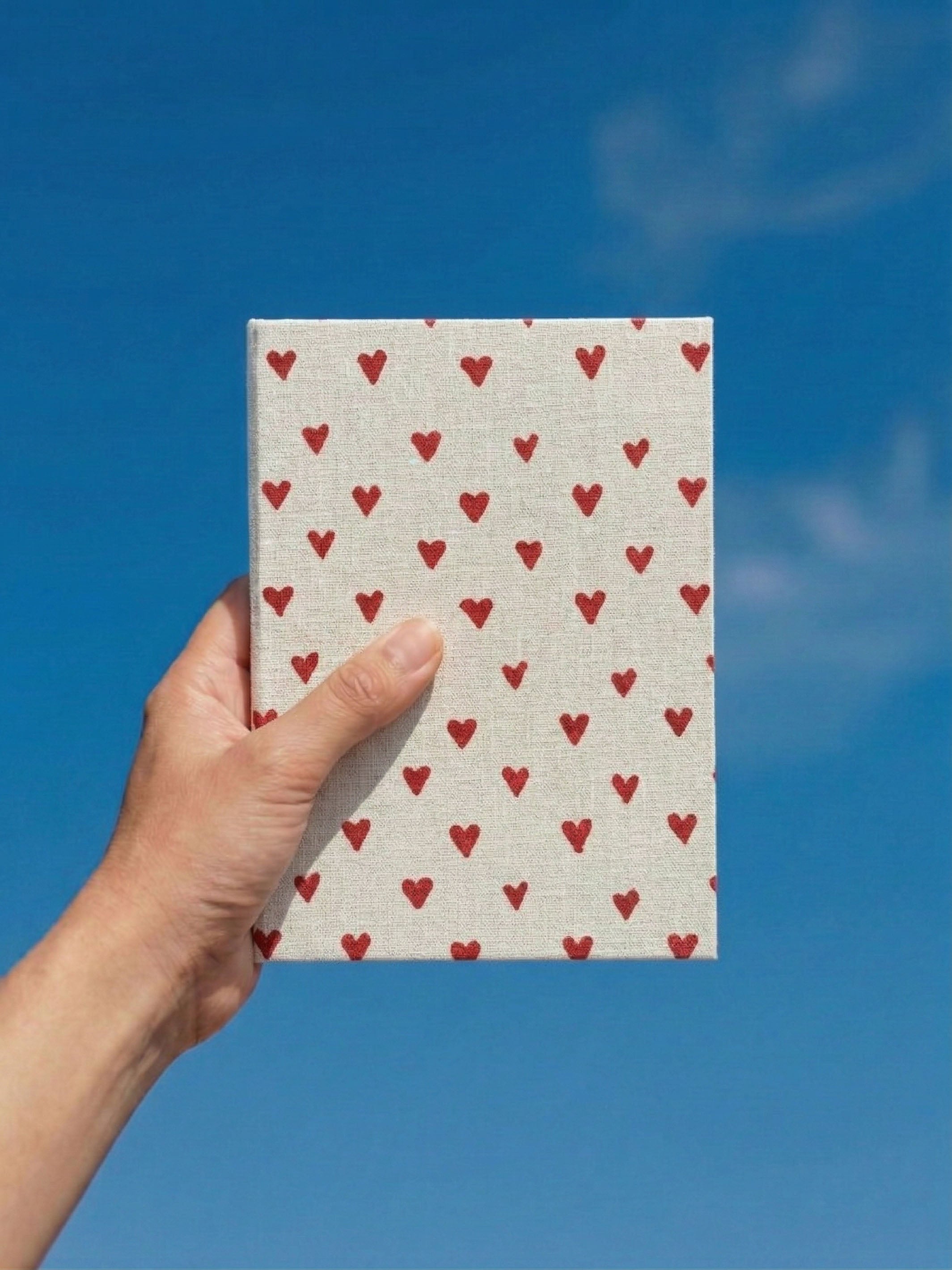 Handcrafted Red Hearts on White A5 Journal Diary