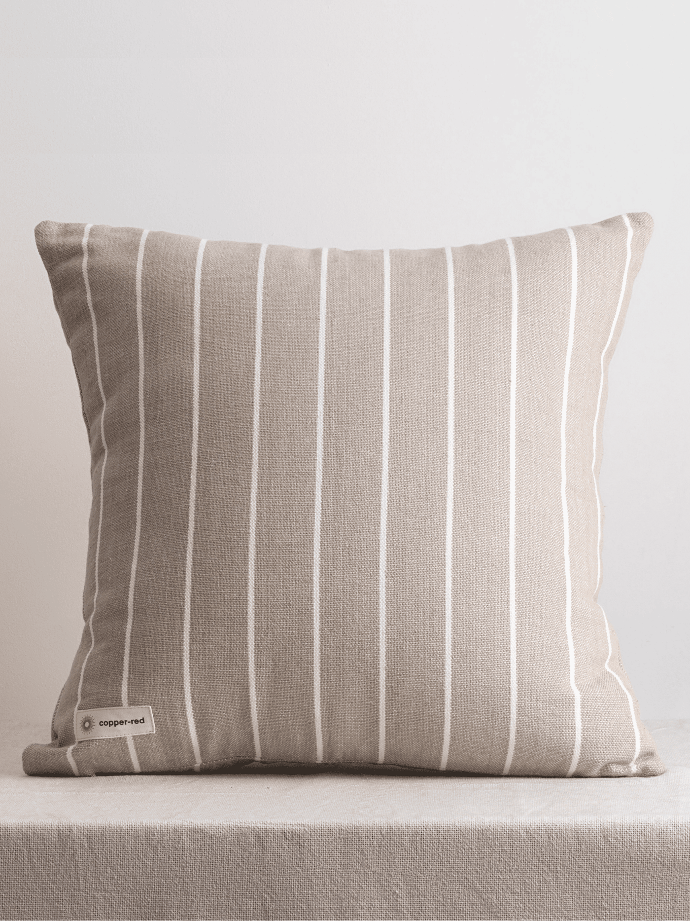 Atacama Brown & White Striped Cotton Cushion Cover