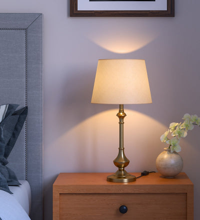 Antique Gold Brass Table Lamp (22") – Off-White 10" Shade