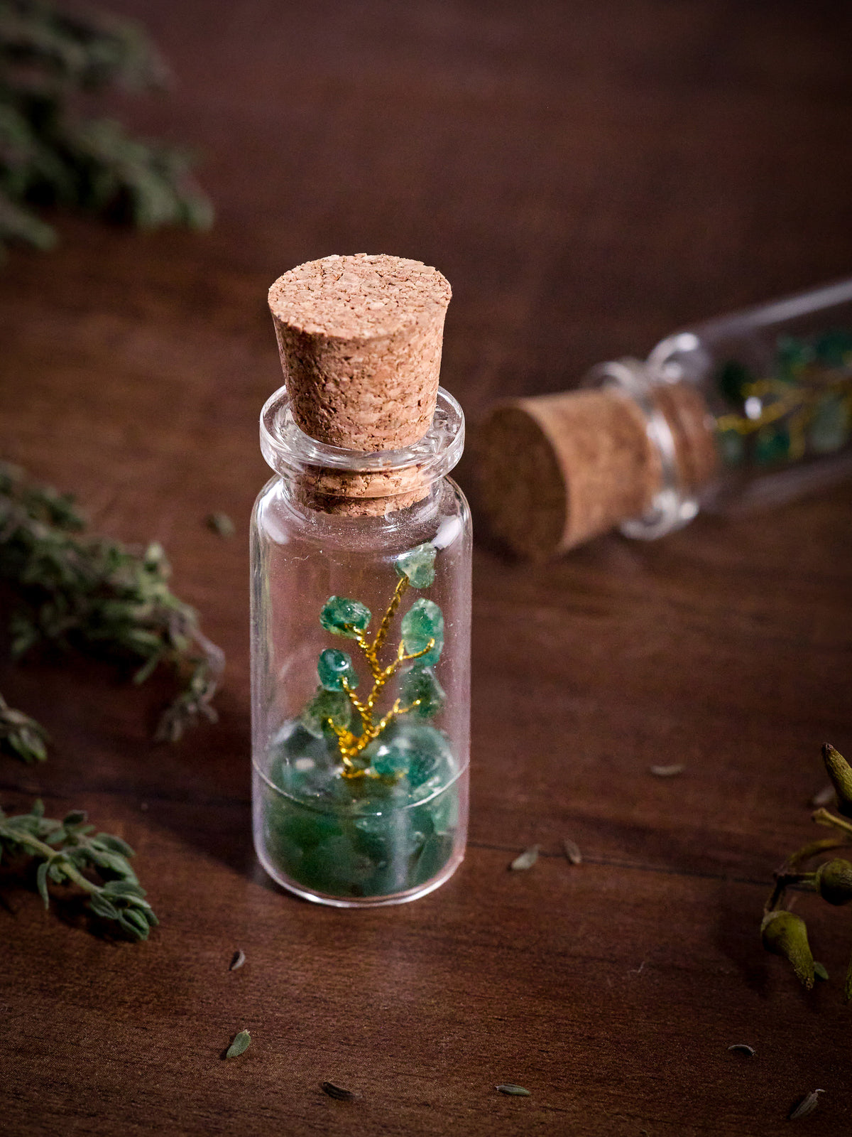 Semi-precious Gemstone - Green Aventurine Bottle Tree - Set of 2