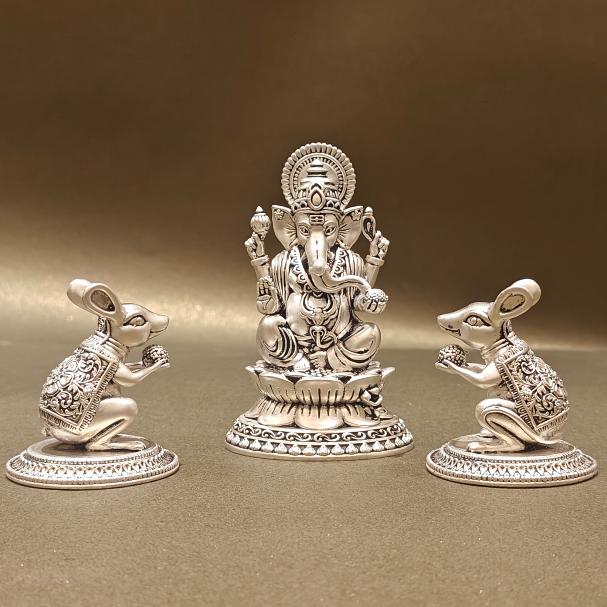 Silver-Plated Mushak with Laddu