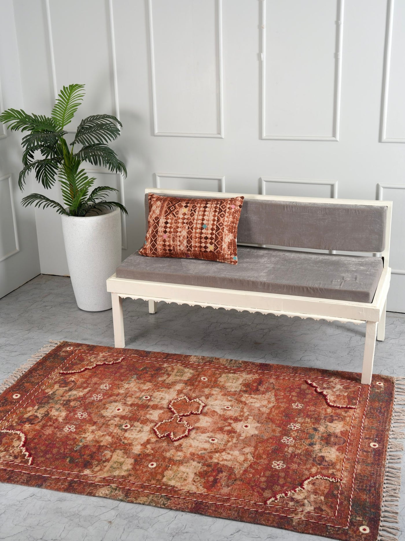 Cocoa Harmony Embroidered Rug