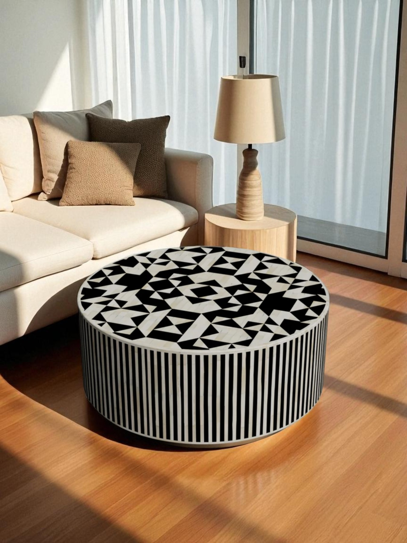Philly Inlay Round Coffee Table - Kingsley