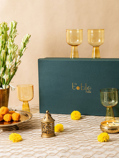 Aria Glass / Dessert Bowl Gift Box - Yellow