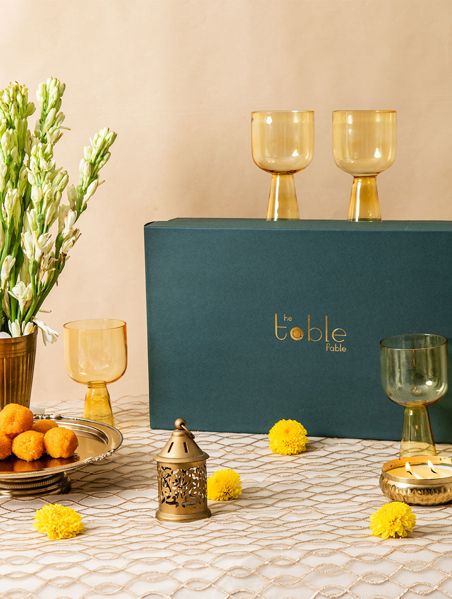 Aria Glass / Dessert Bowl Gift Box - Yellow